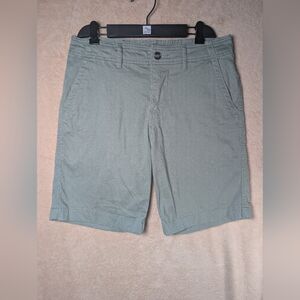 Lucky Brand Men's Flat Front Shorts Size 30 Green Embroidered Logo Preppy EUC